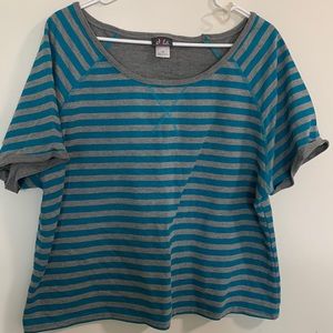 EUC DOTS short sleeve Teal & Gray Top Size 1x